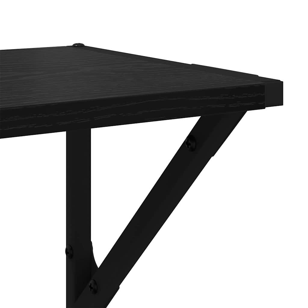 Vegghyller 2 pcs Svart Eik 60 x 25 x 25,5 cm Konstruert tre