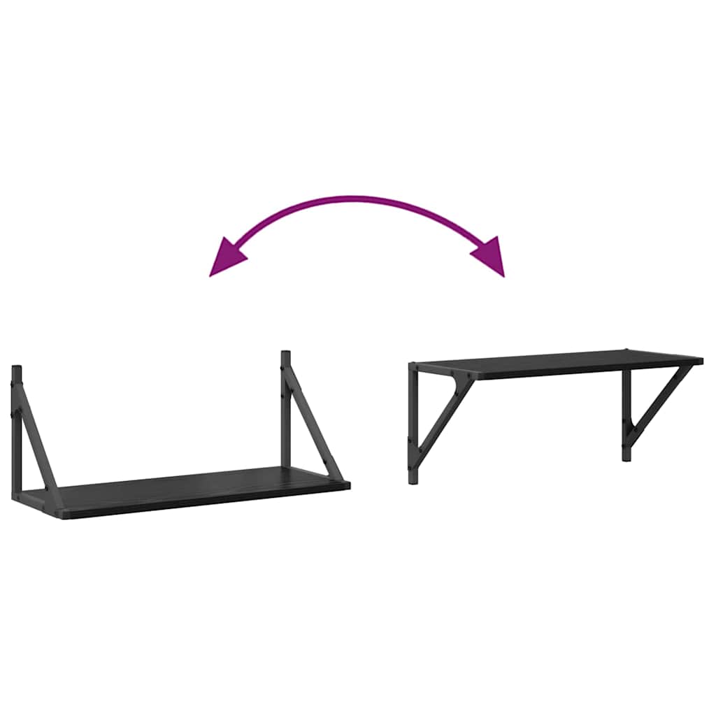 Vegghyller 2 pcs Svart Eik 60 x 25 x 25,5 cm Konstruert tre