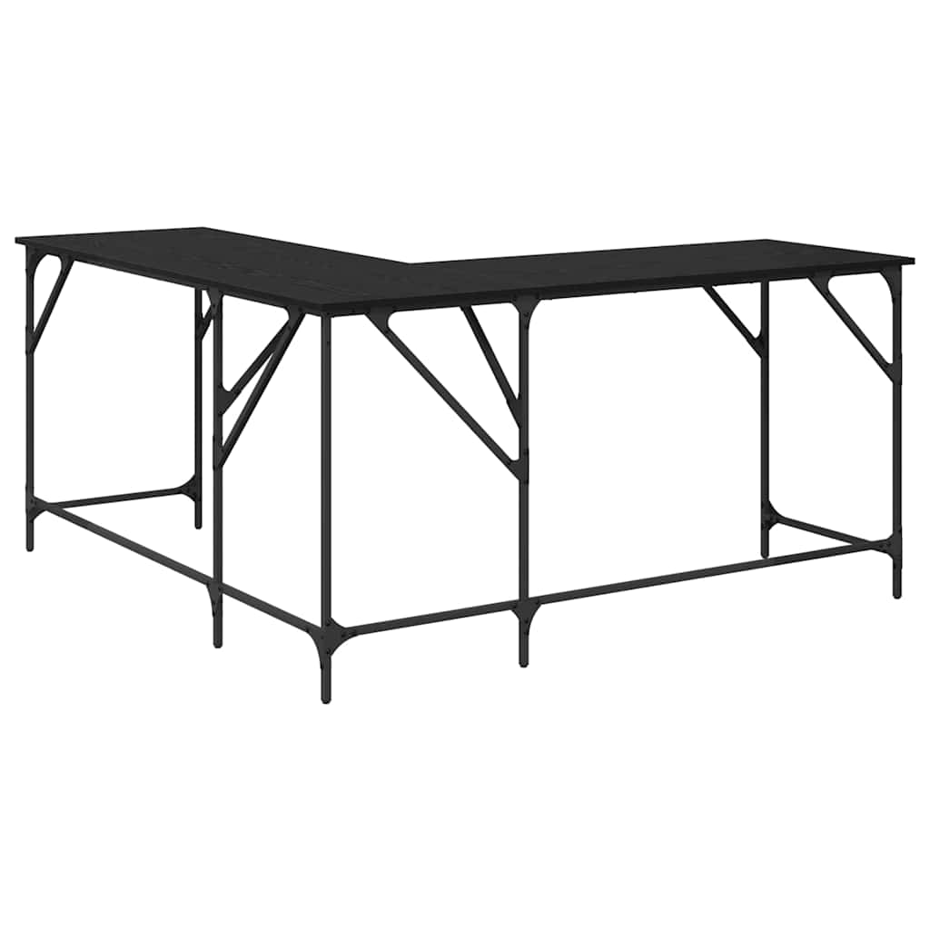 Skrivebord Svart Eik 149 x 149 x 75 cm Konstruert tre