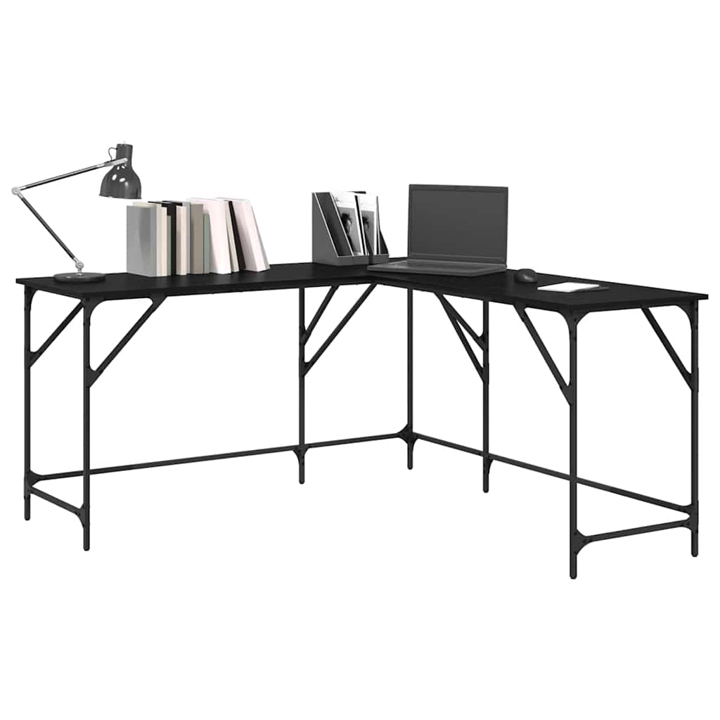 Skrivebord Svart Eik 149 x 149 x 75 cm Konstruert tre