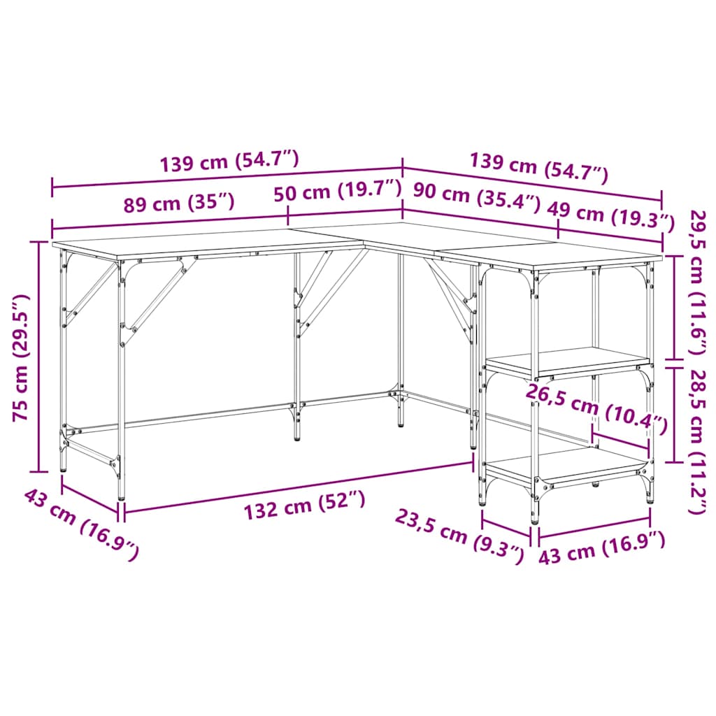 Skrivebord Gamle tre 139 x 139 x 75 cm Konstruert tre