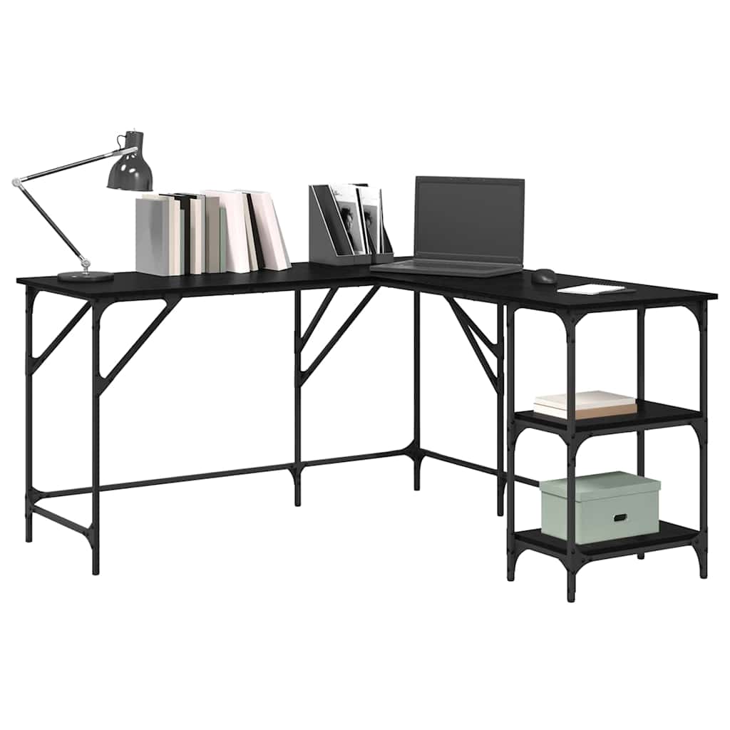 Skrivebord Svart Eik 139 x 139 x 75 cm Konstruert tre
