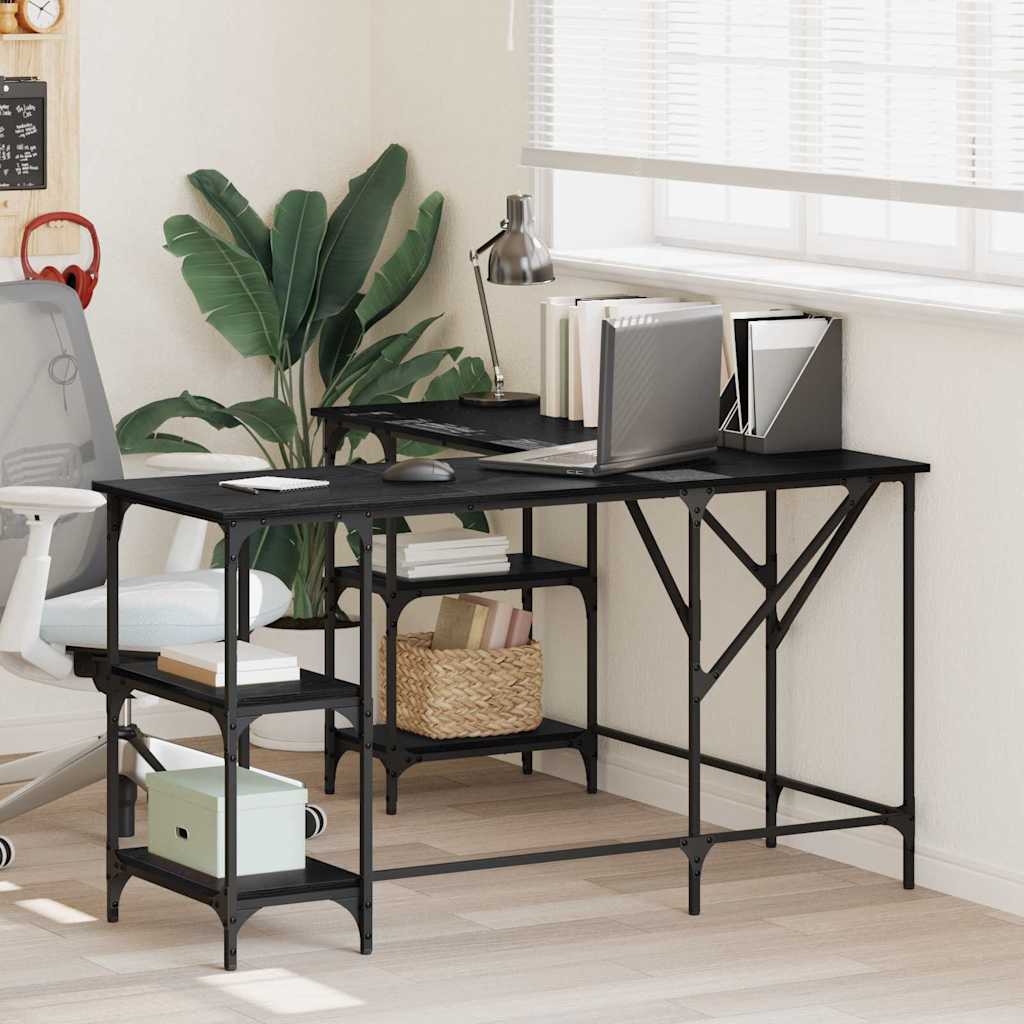 Skrivebord Svart Eik 139 x 139 x 75 cm Konstruert tre