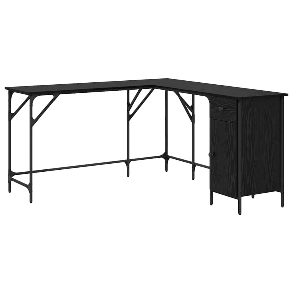 Skrivebord Svart Eik 141 x 141 x 75 cm Konstruert tre