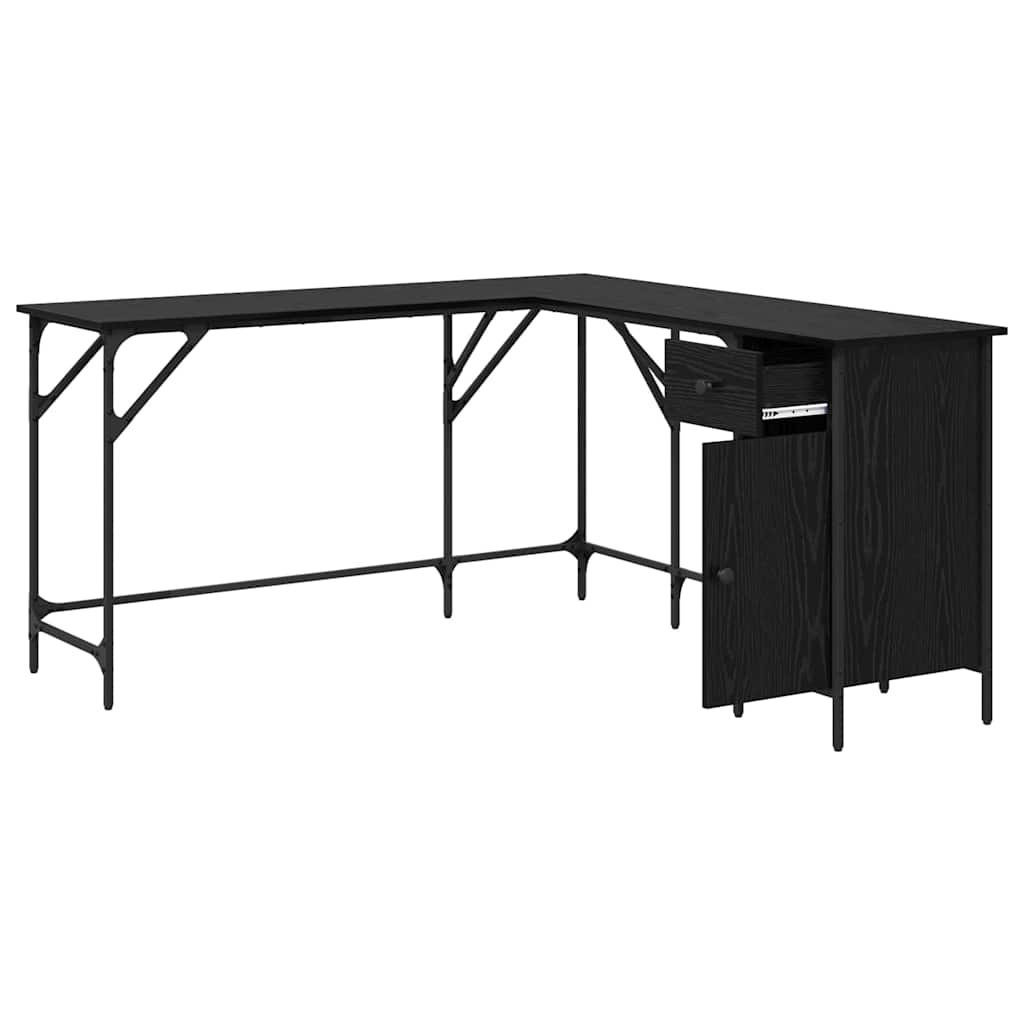 Skrivebord Svart Eik 141 x 141 x 75 cm Konstruert tre