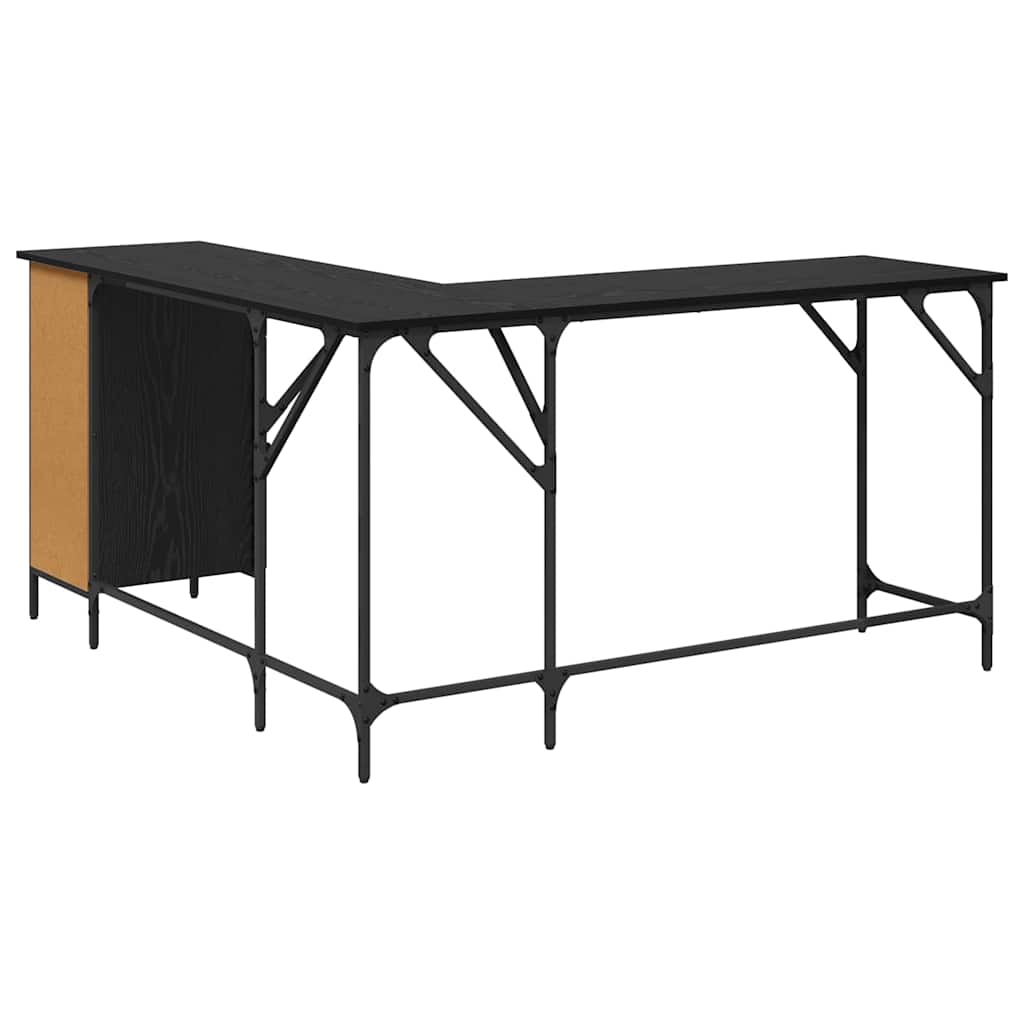 Skrivebord Svart Eik 141 x 141 x 75 cm Konstruert tre