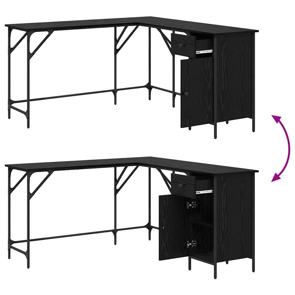 Skrivebord Svart Eik 141 x 141 x 75 cm Konstruert tre