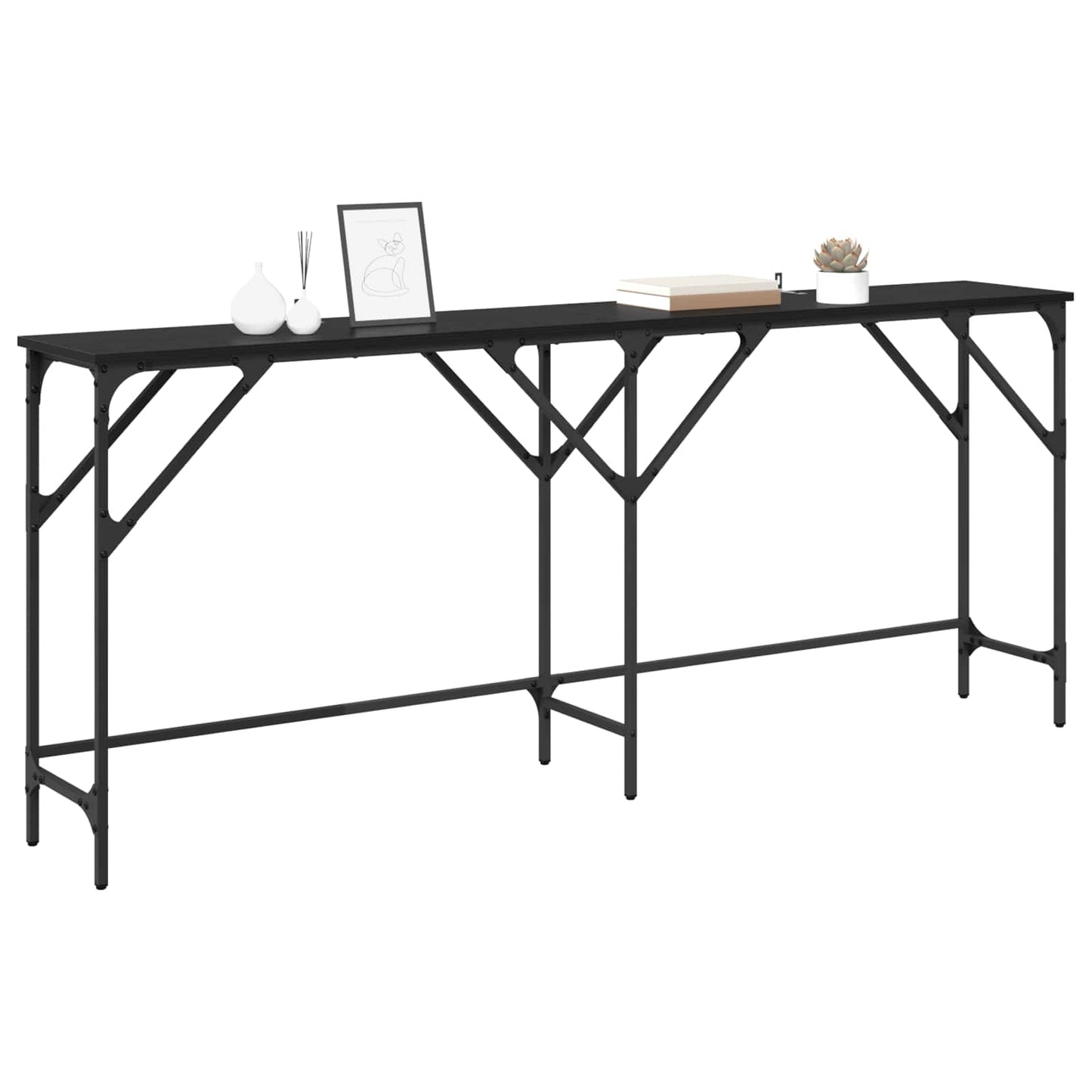 Konsollbord Svart Eik 180 x 30 x 75 cm Konstruert tre