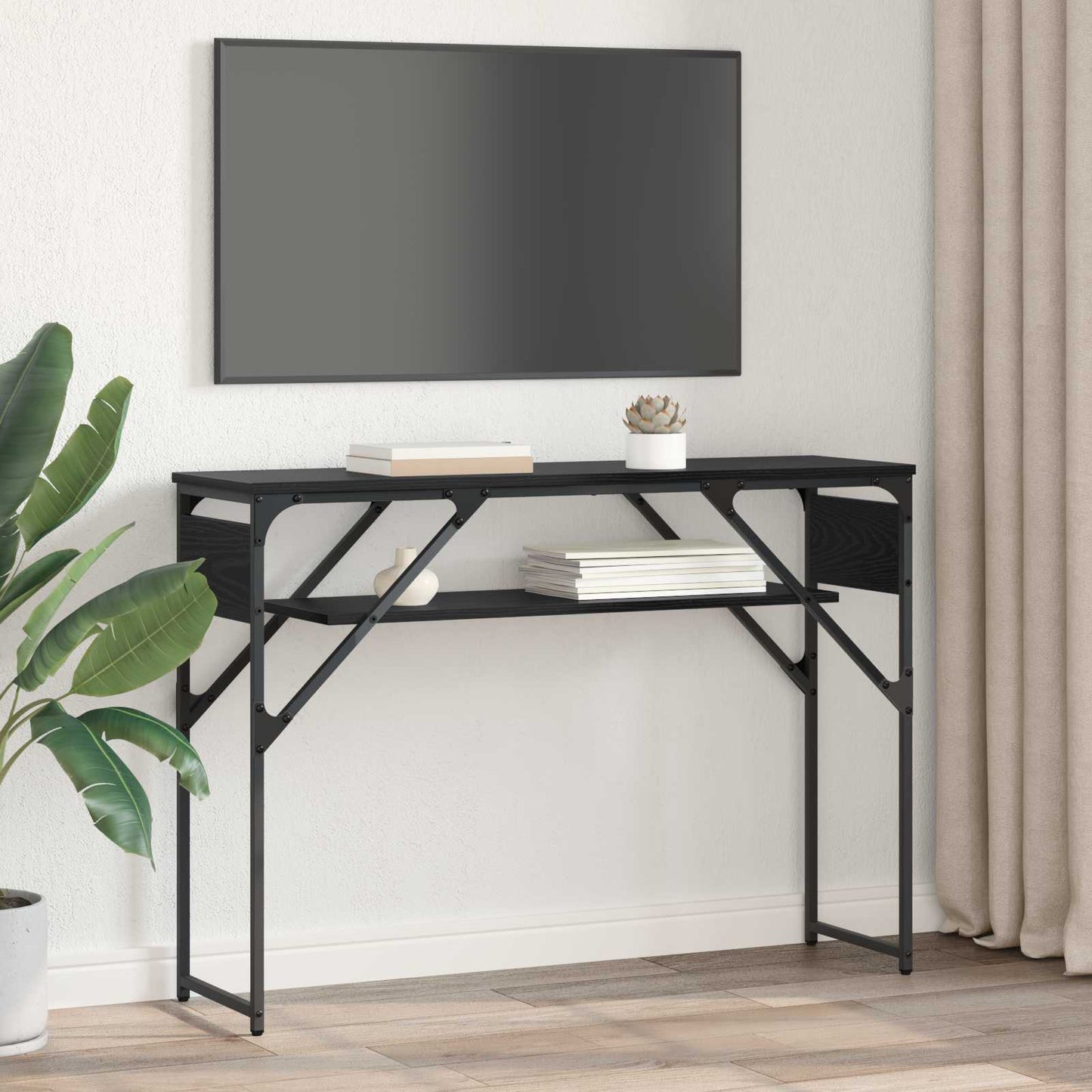 Konsollbord Svart Eik 105x30x75cm Konstruert tre
