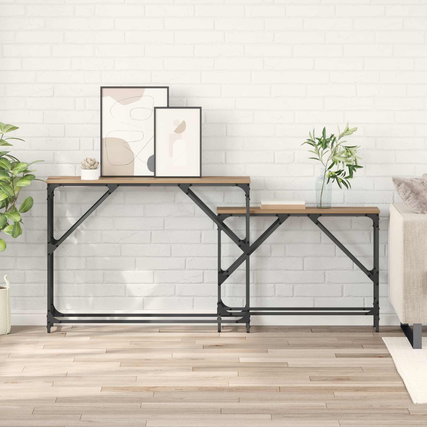 Konsollbord 2 stk. Artisan Eik 100 x 28 x 75 cm Konstruert tre