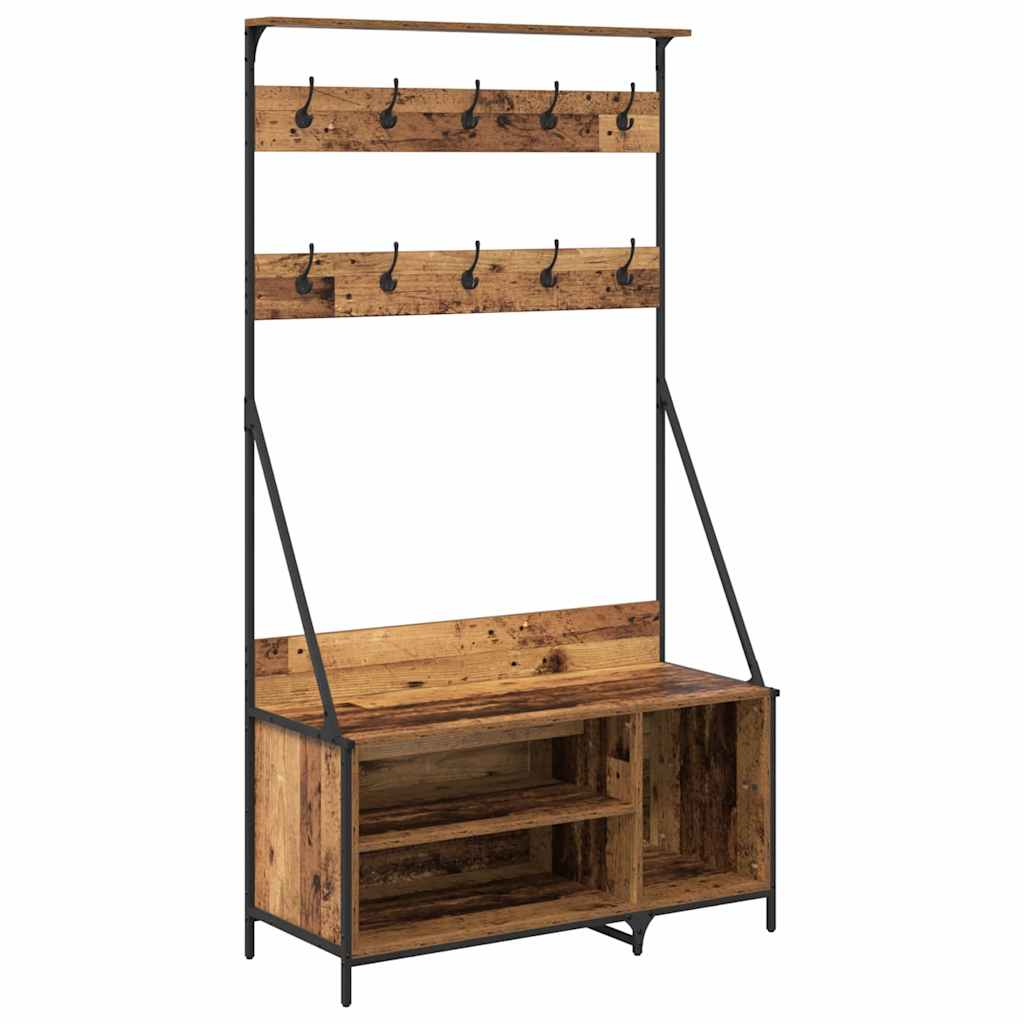 Klesstativ med hylle Gamle tre 100 x 41 x 184 cm Konstruert tre