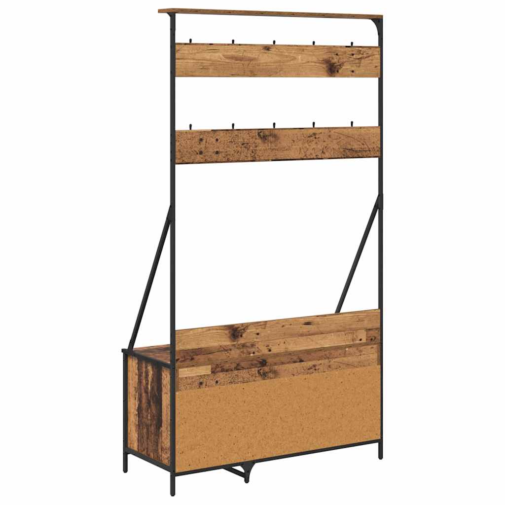 Klesstativ med hylle Gamle tre 100 x 41 x 184 cm Konstruert tre