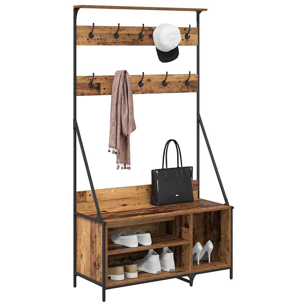Klesstativ med hylle Gamle tre 100 x 41 x 184 cm Konstruert tre