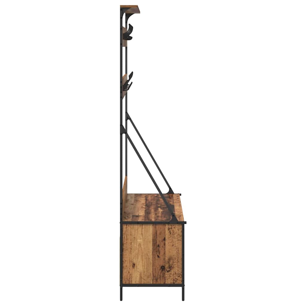 Klesstativ med hylle Gamle tre 100 x 41 x 184 cm Konstruert tre