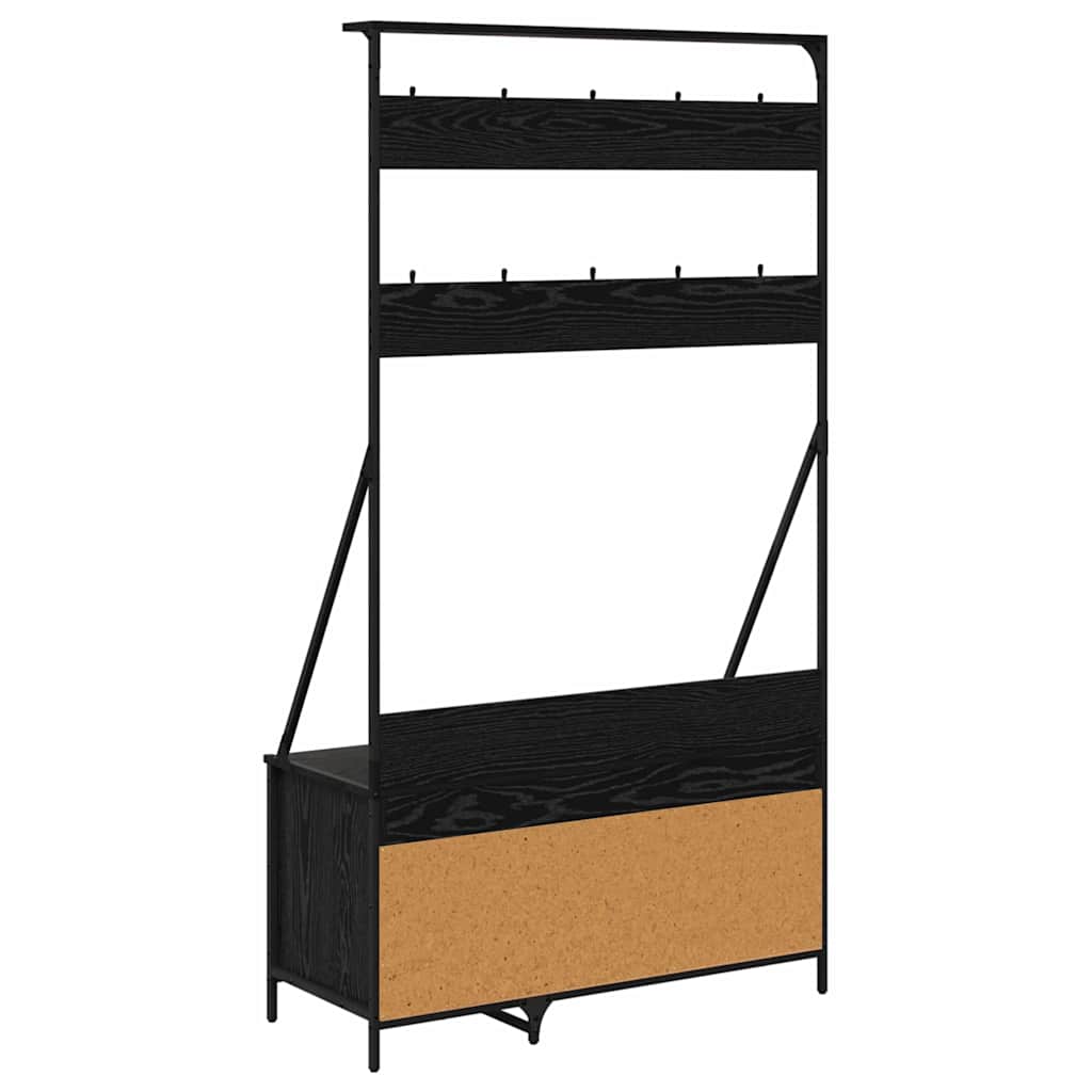 Klesstativ med hylle Svart Eik 100 x 41 x 184 cm Konstruert tre