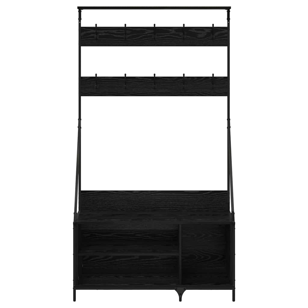 Klesstativ med hylle Svart Eik 100 x 41 x 184 cm Konstruert tre