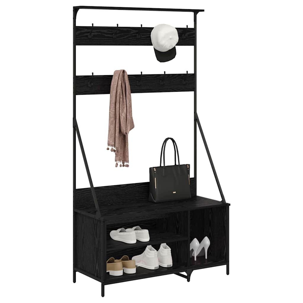Klesstativ med hylle Svart Eik 100 x 41 x 184 cm Konstruert tre