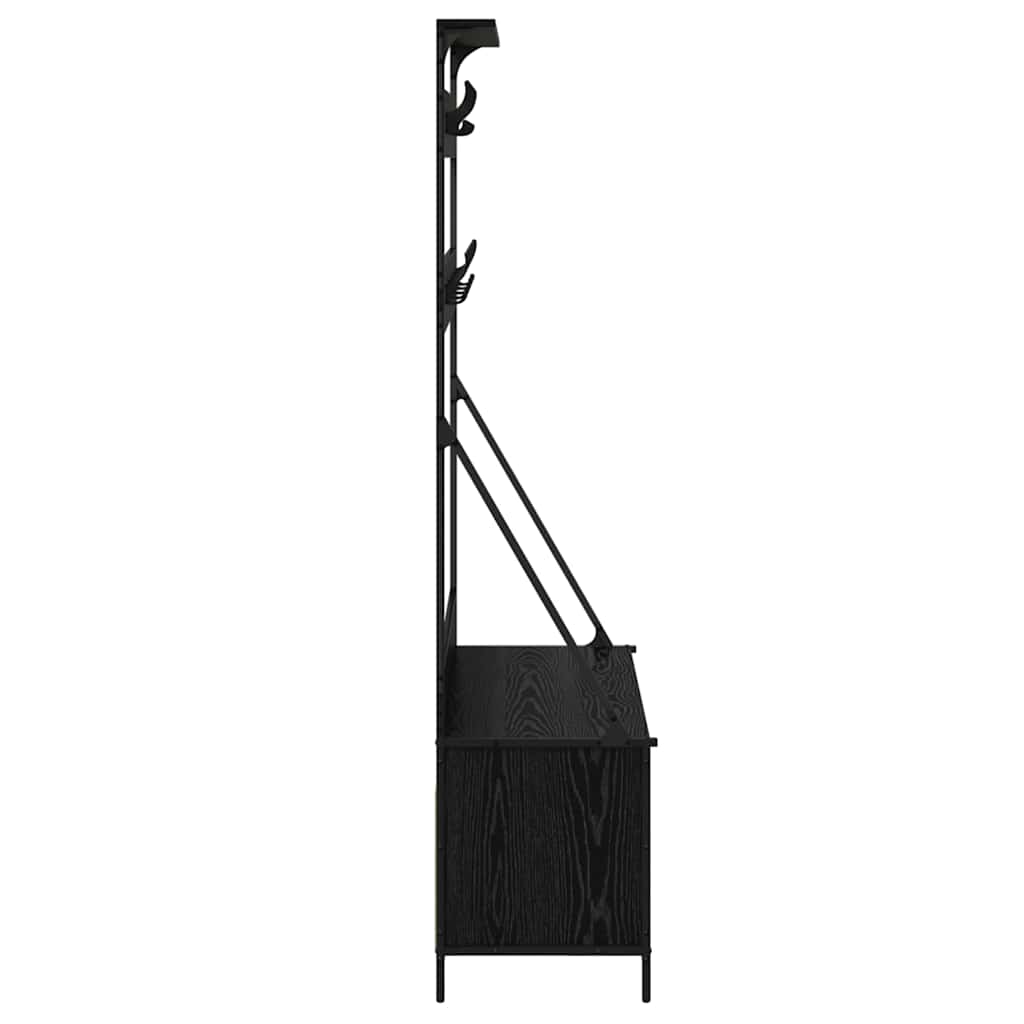 Klesstativ med hylle Svart Eik 100 x 41 x 184 cm Konstruert tre