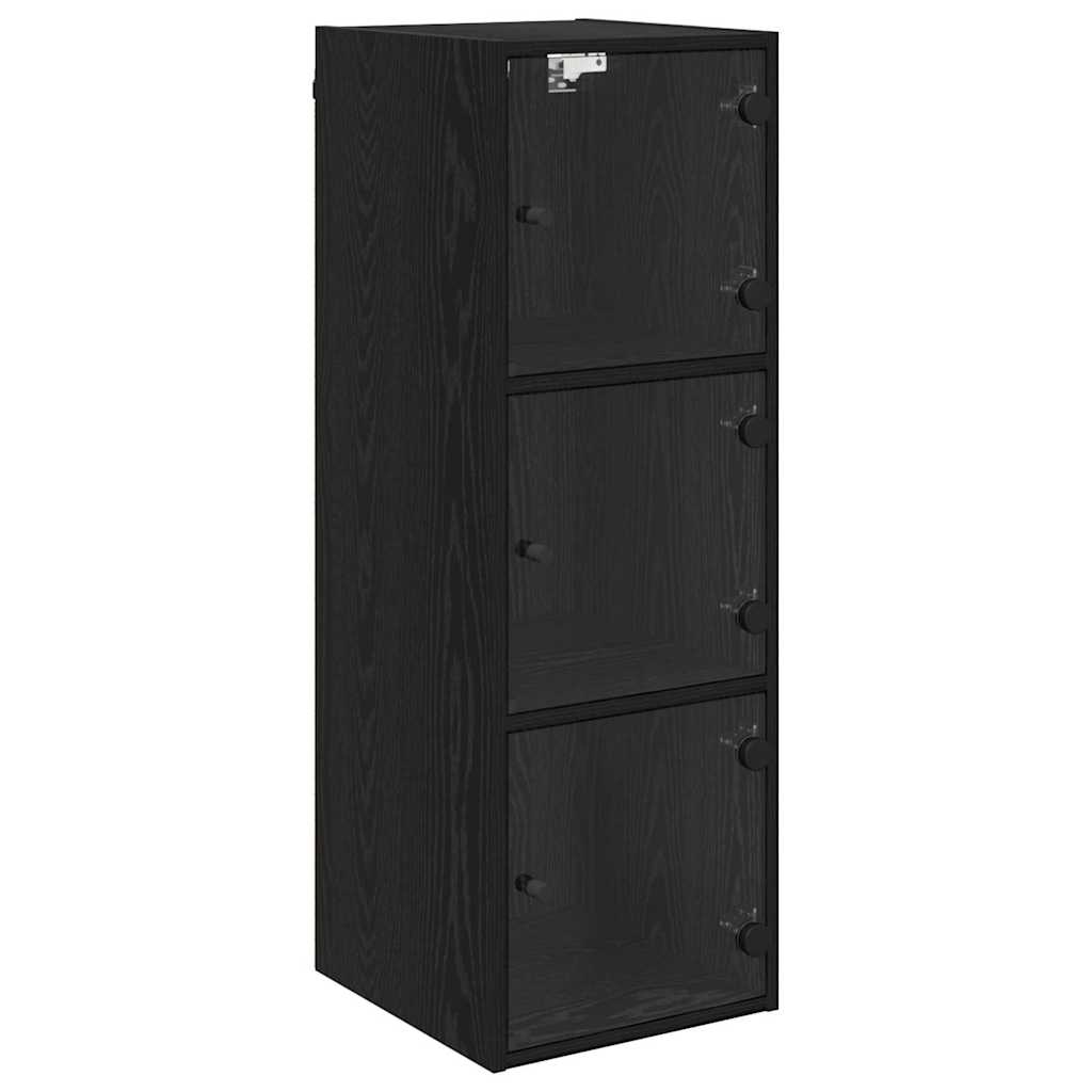 Veggskap Veggmontert Svart Eik 35 x 37 x 102 cm Konstruert tre