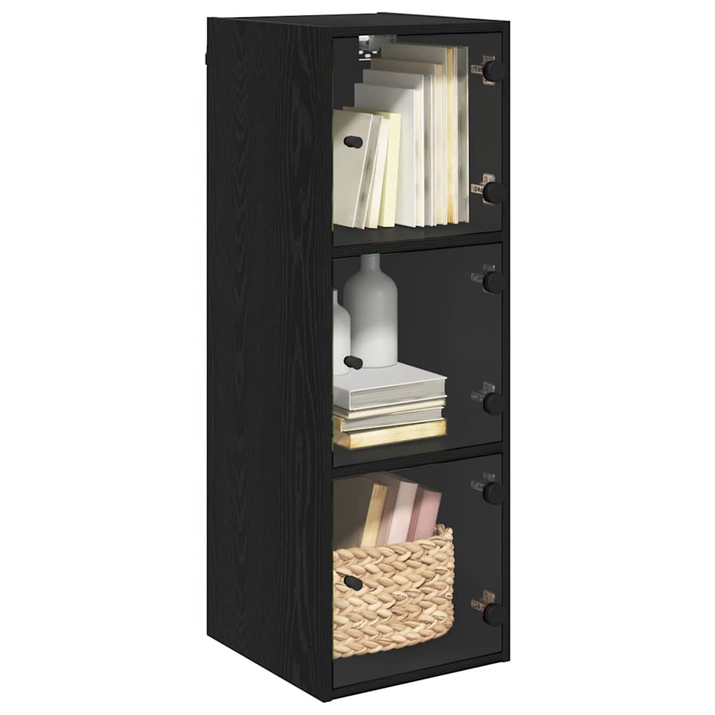 Veggskap Veggmontert Svart Eik 35 x 37 x 102 cm Konstruert tre