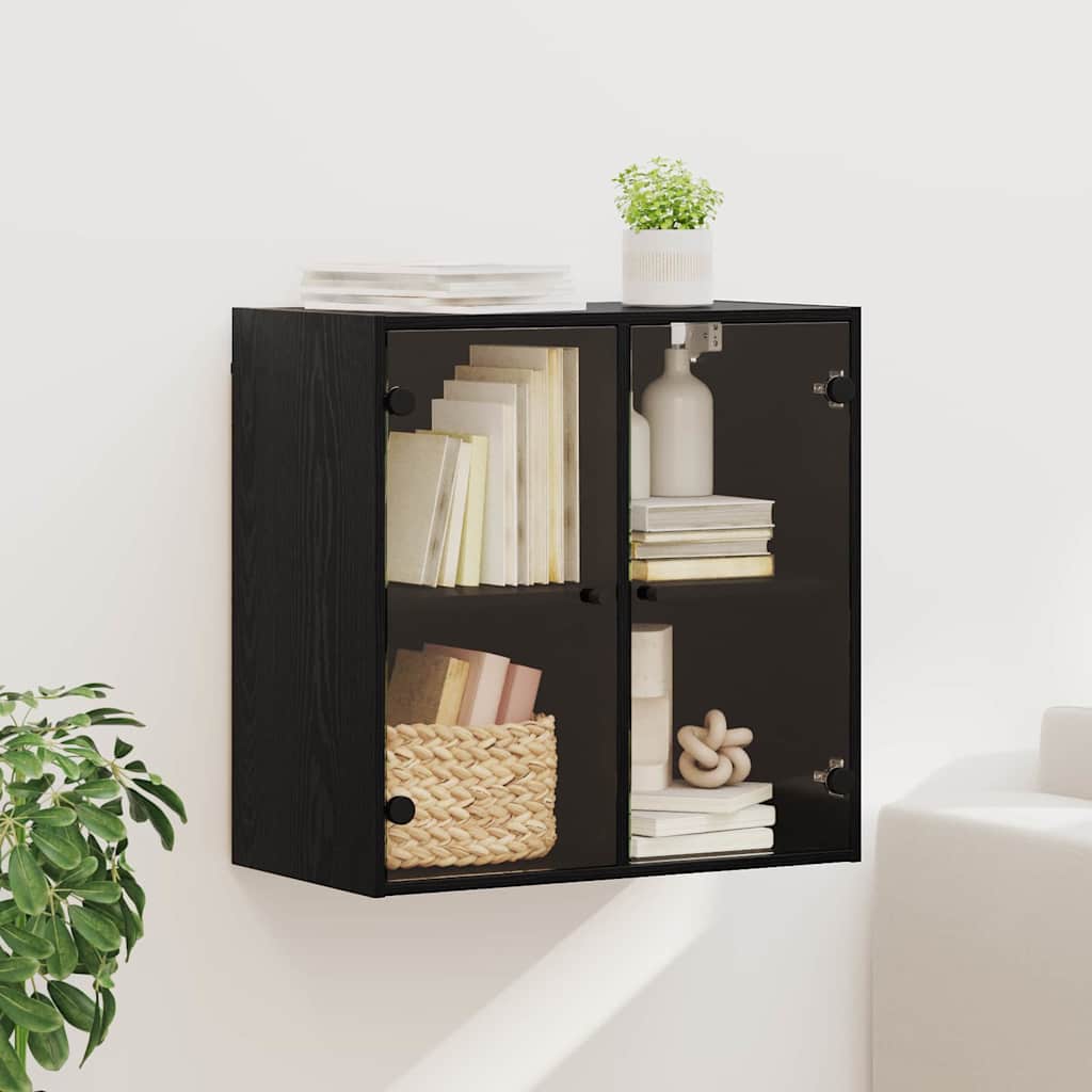 Veggskap Veggmontert Svart Eik 68 x 37 x 68,5 cm Konstruert tre
