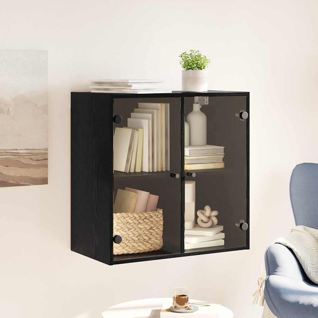 Veggskap Veggmontert Svart Eik 68 x 37 x 68,5 cm Konstruert tre