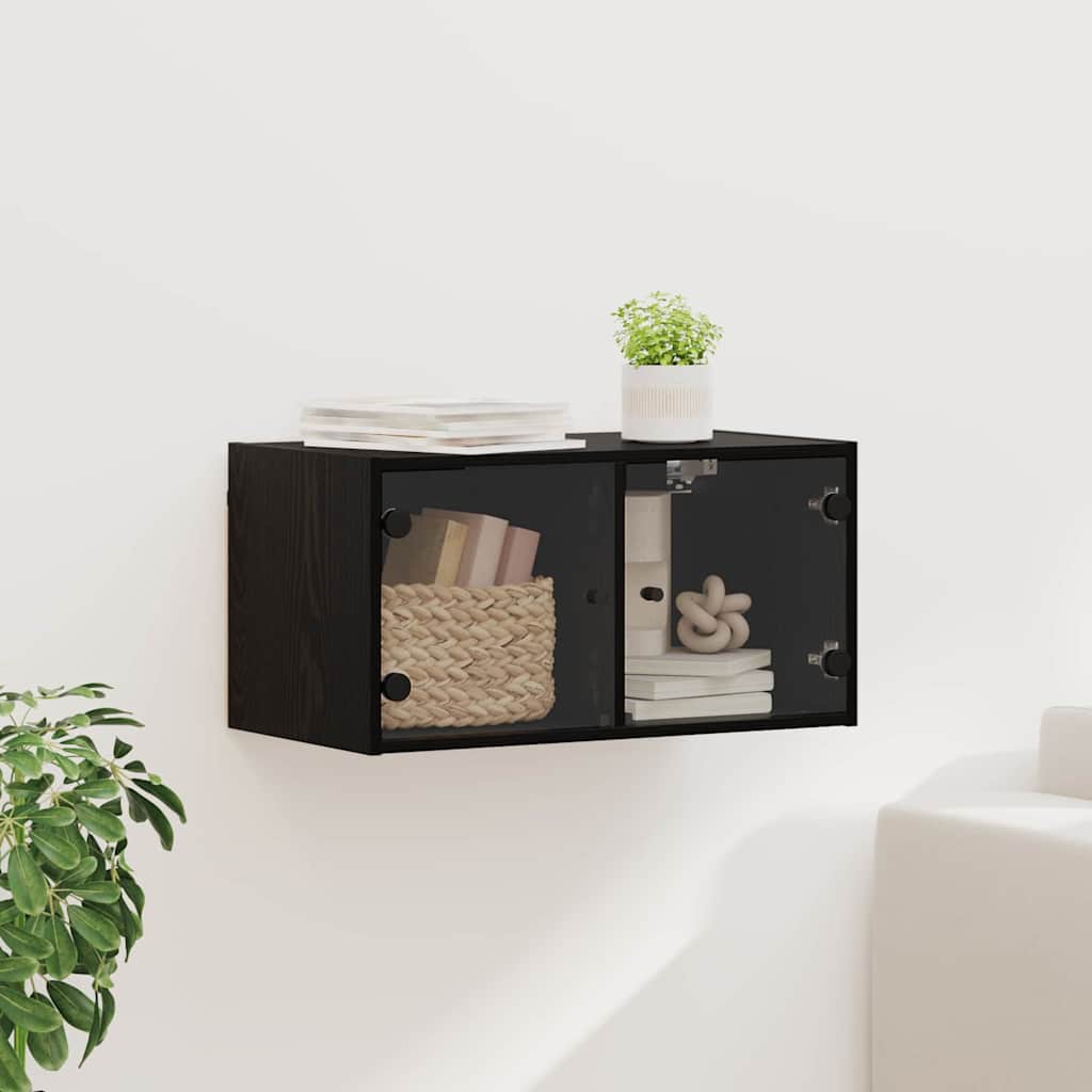 Veggskap Veggmontert Svart Eik 68 x 37 x 35 cm Konstruert tre