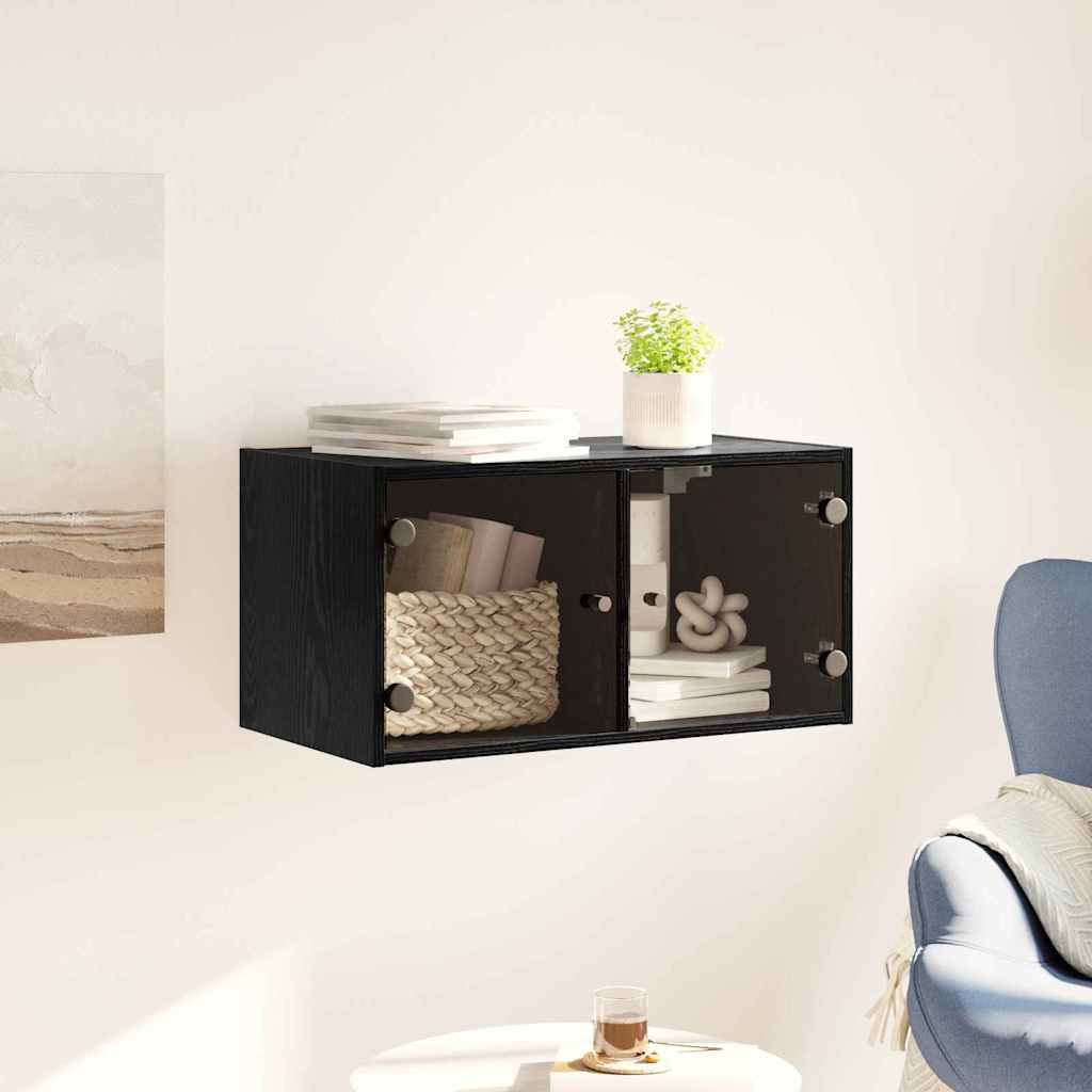Veggskap Veggmontert Svart Eik 68 x 37 x 35 cm Konstruert tre