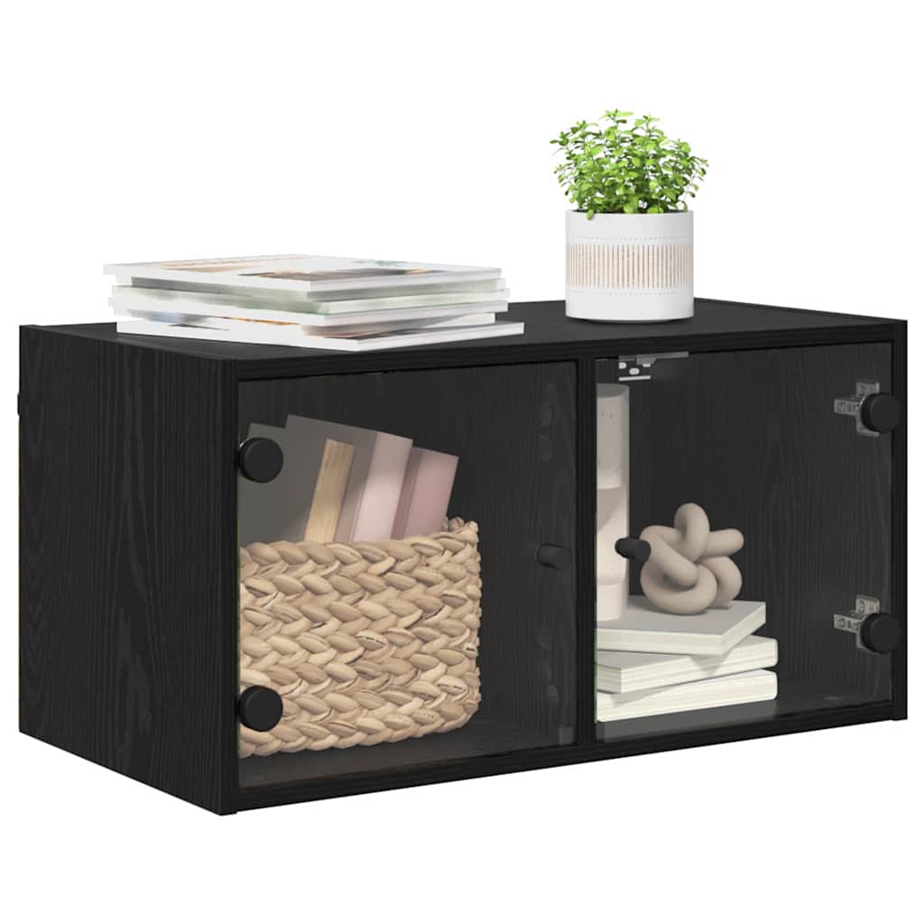 Veggskap Veggmontert Svart Eik 68 x 37 x 35 cm Konstruert tre