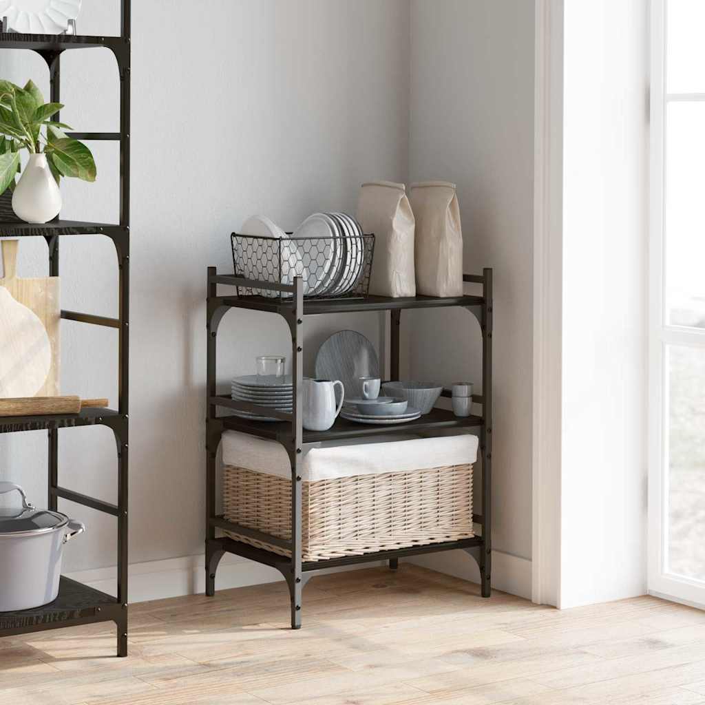 Kjøkkenvogn Svart Eik 50 x 35 x 75.5 cm Konstruert tre