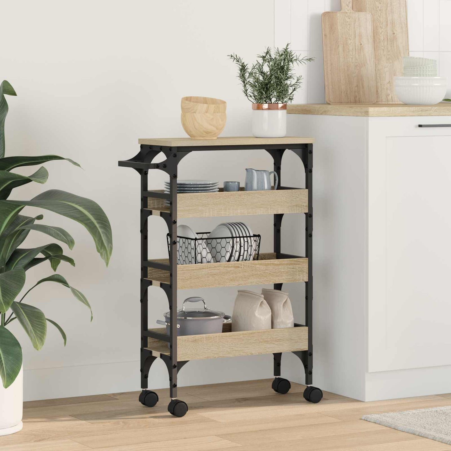 Kjøkkenvogn Sonoma eik 53 x 20 x 76 cm Konstruert tre