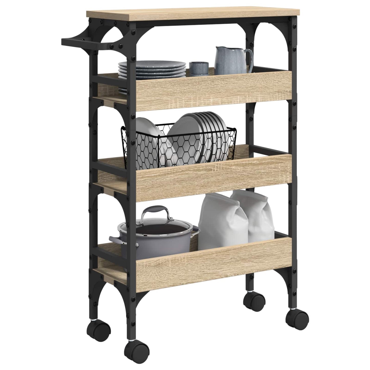 Kjøkkenvogn Sonoma eik 53 x 20 x 76 cm Konstruert tre