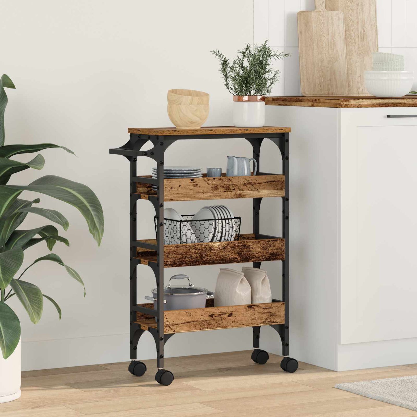 Kjøkkenvogn Gamle tre 53 x 20 x 76 cm Konstruert tre