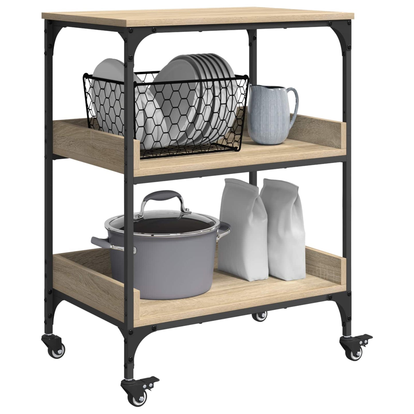 Kjøkkenvogn Sonoma eik 60 x 41 x 80,5 cm Konstruert tre