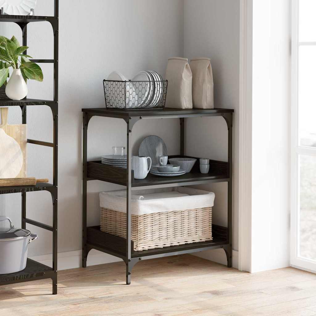 Kjøkkenvogn Svart Eik 60 x 41 x 80.5 cm Konstruert tre