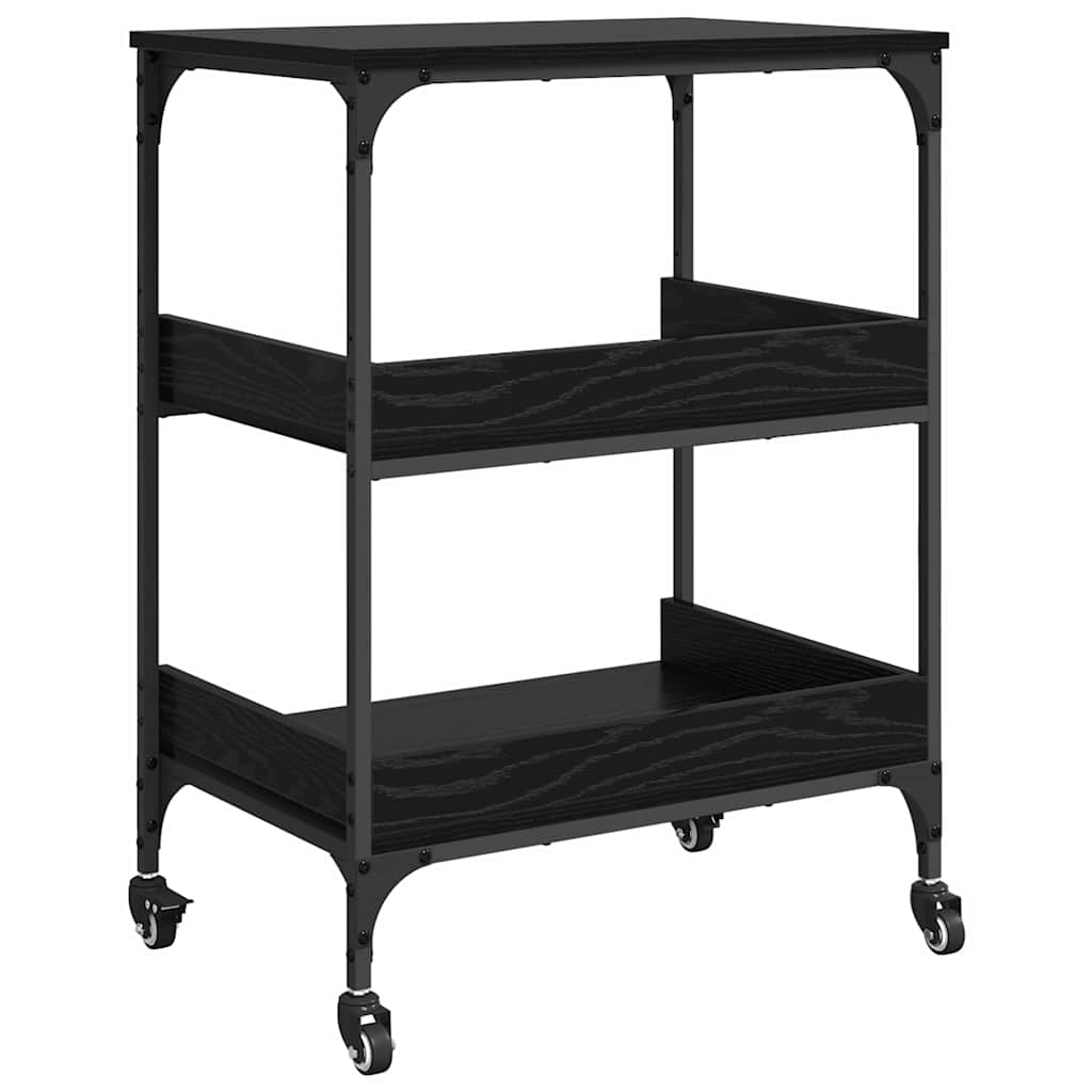 Kjøkkenvogn Svart Eik 60 x 41 x 80.5 cm Konstruert tre
