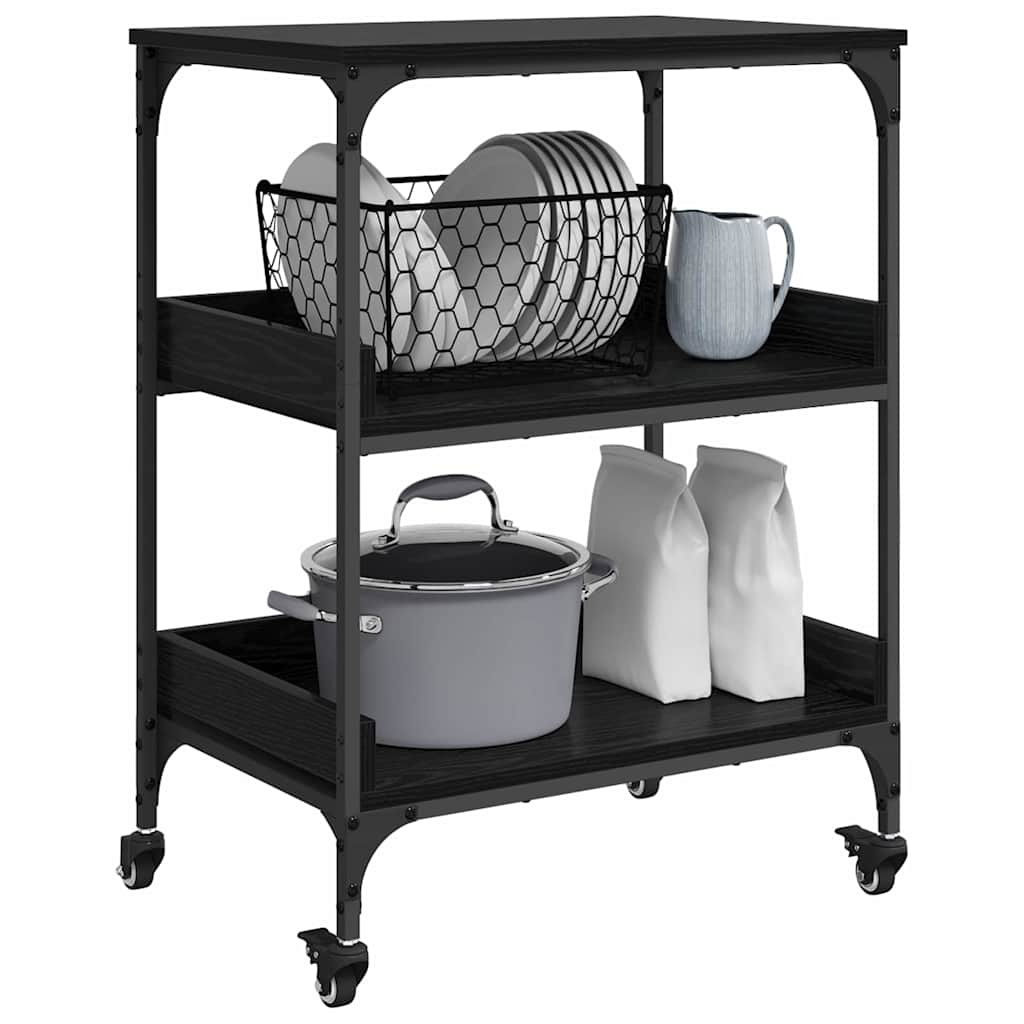 Kjøkkenvogn Svart Eik 60 x 41 x 80.5 cm Konstruert tre