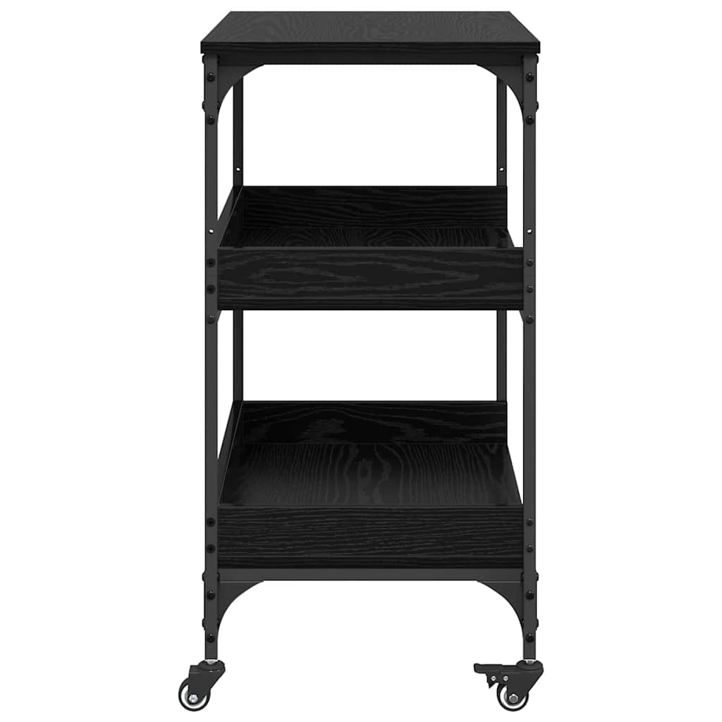 Kjøkkenvogn Svart Eik 60 x 41 x 80.5 cm Konstruert tre