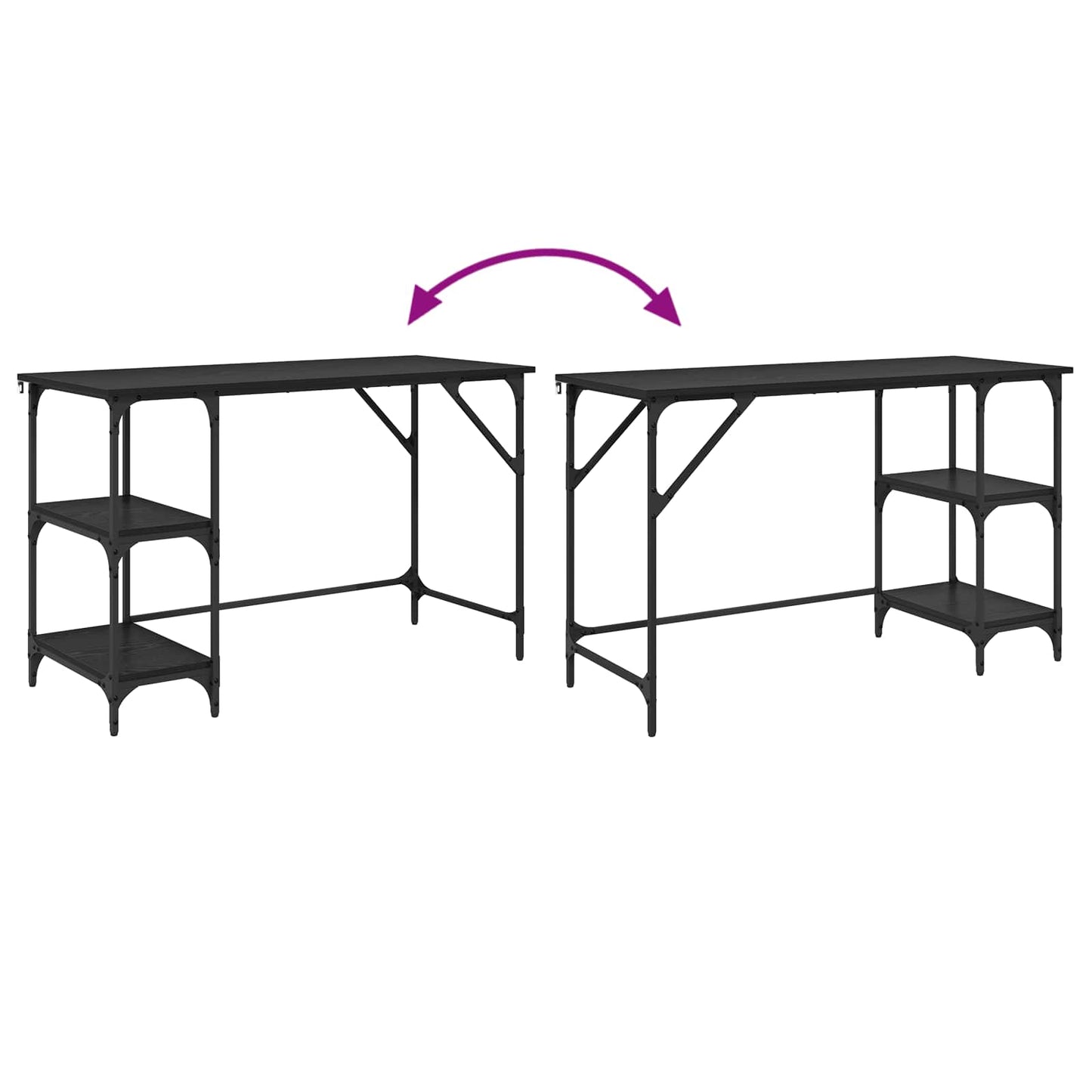 Skrivebord Svart Eik 120 x 50 x 75 cm Konstruert tre