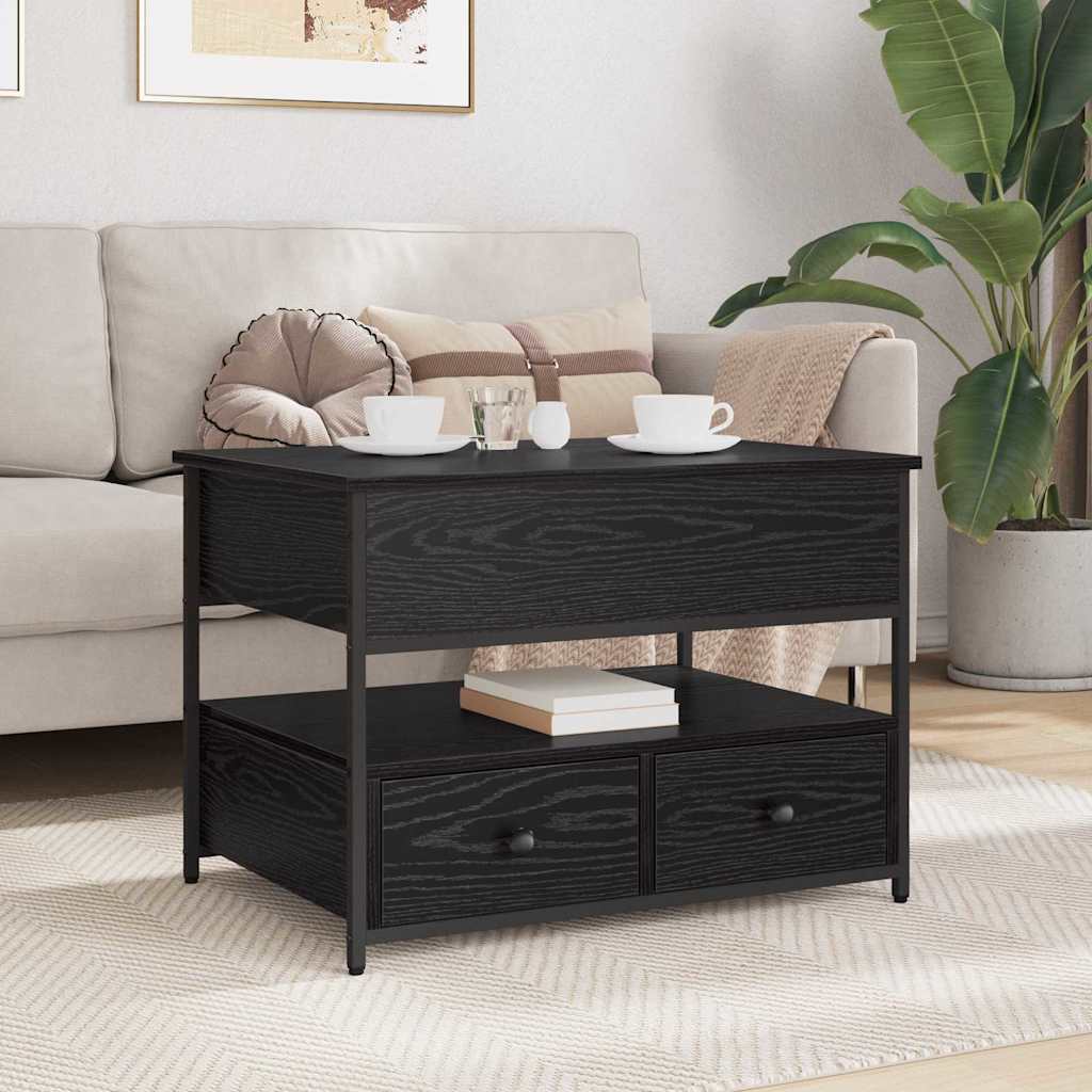 Kaffebord med skuff Svart Eik 70 x 50 x 54.5 cm Konstruert tre