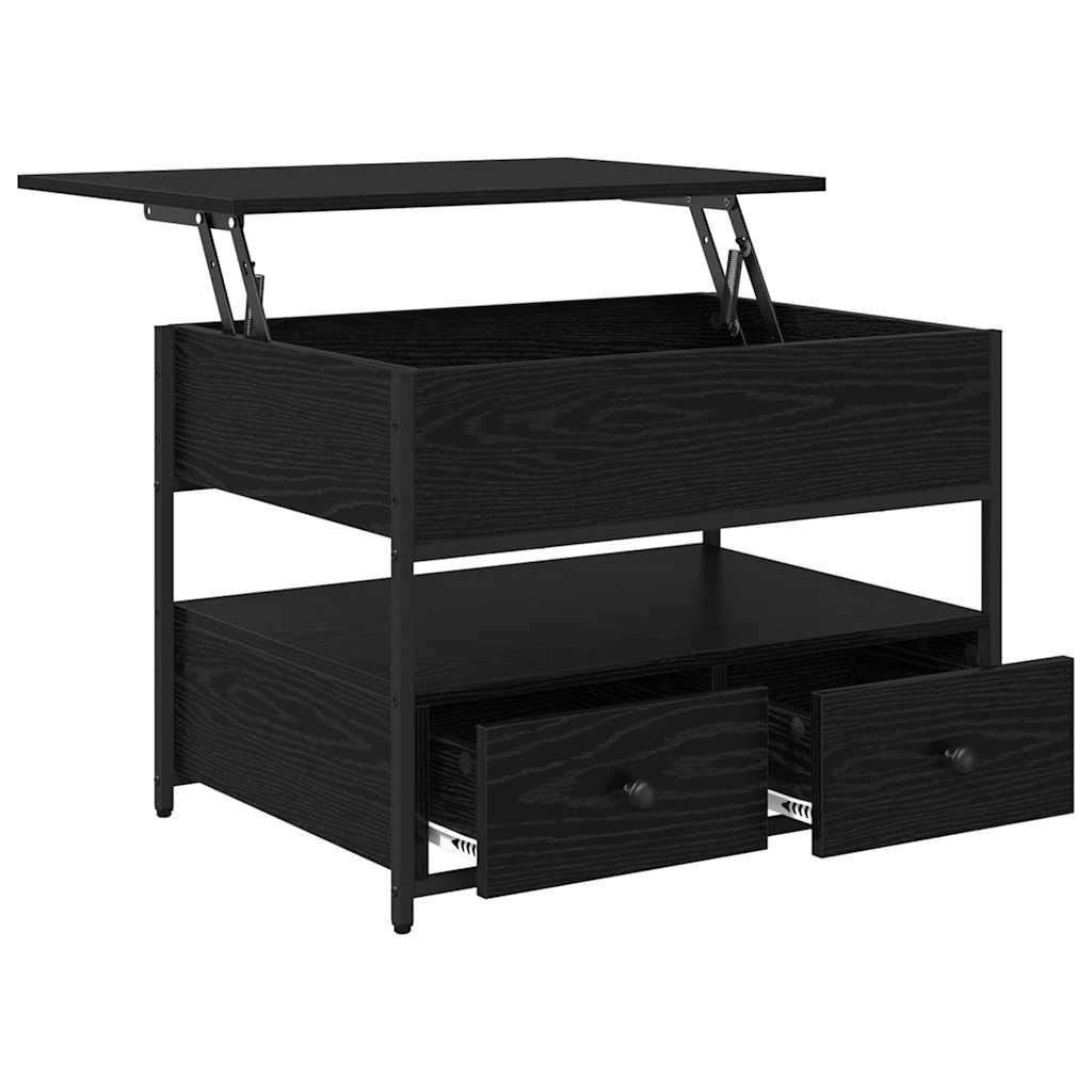Kaffebord med skuff Svart Eik 70 x 50 x 54.5 cm Konstruert tre