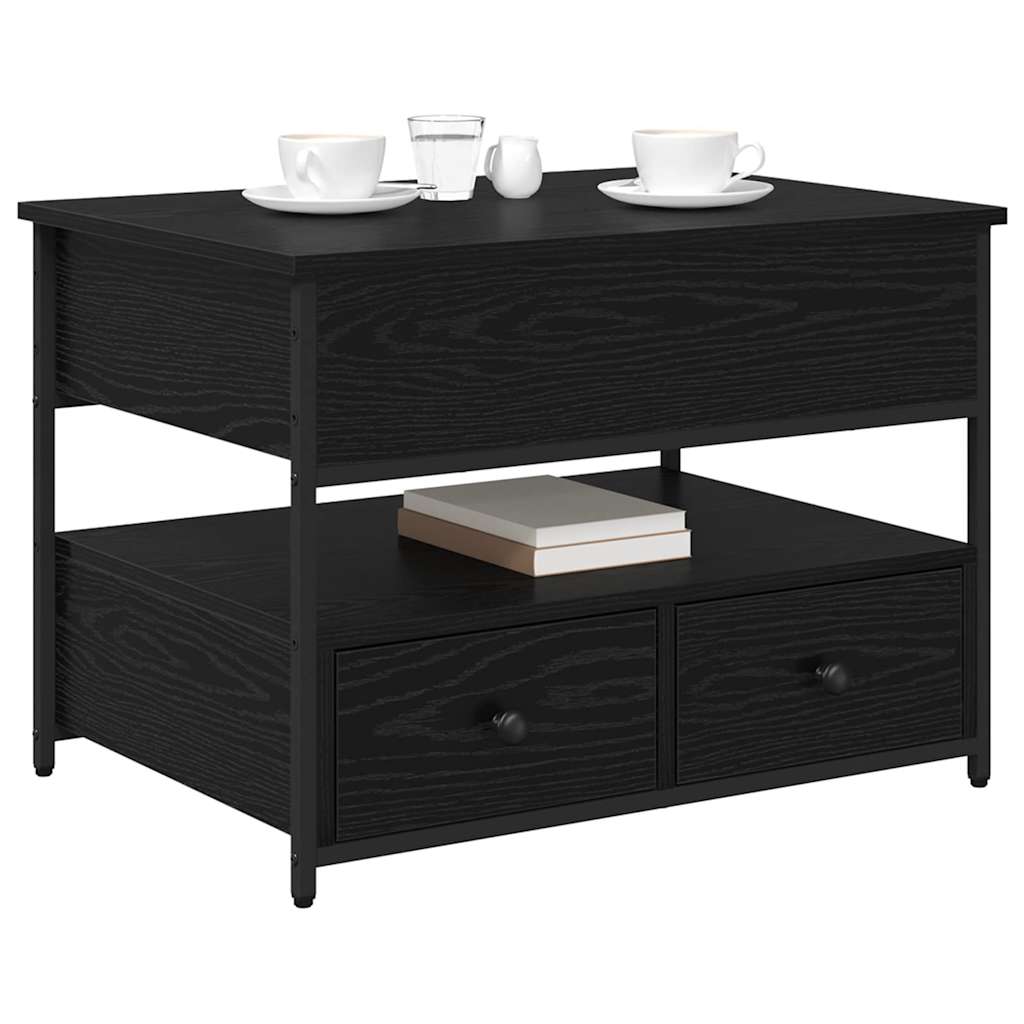 Kaffebord med skuff Svart Eik 70 x 50 x 54.5 cm Konstruert tre