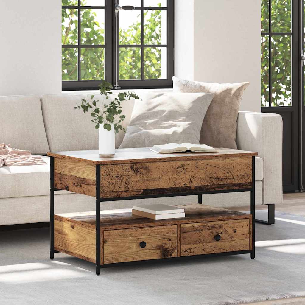 Kaffebord med skuff Gamle tre 85 x 50 x 50 cm Konstruert tre