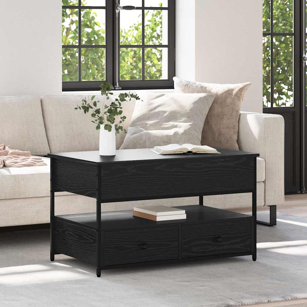 Kaffebord med skuff Svart Eik 85 x 50 x 50 cm Konstruert tre