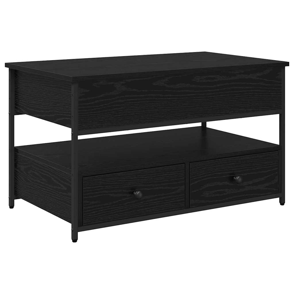 Kaffebord med skuff Svart Eik 85 x 50 x 50 cm Konstruert tre