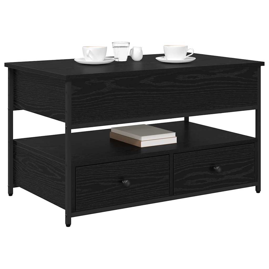 Kaffebord med skuff Svart Eik 85 x 50 x 50 cm Konstruert tre