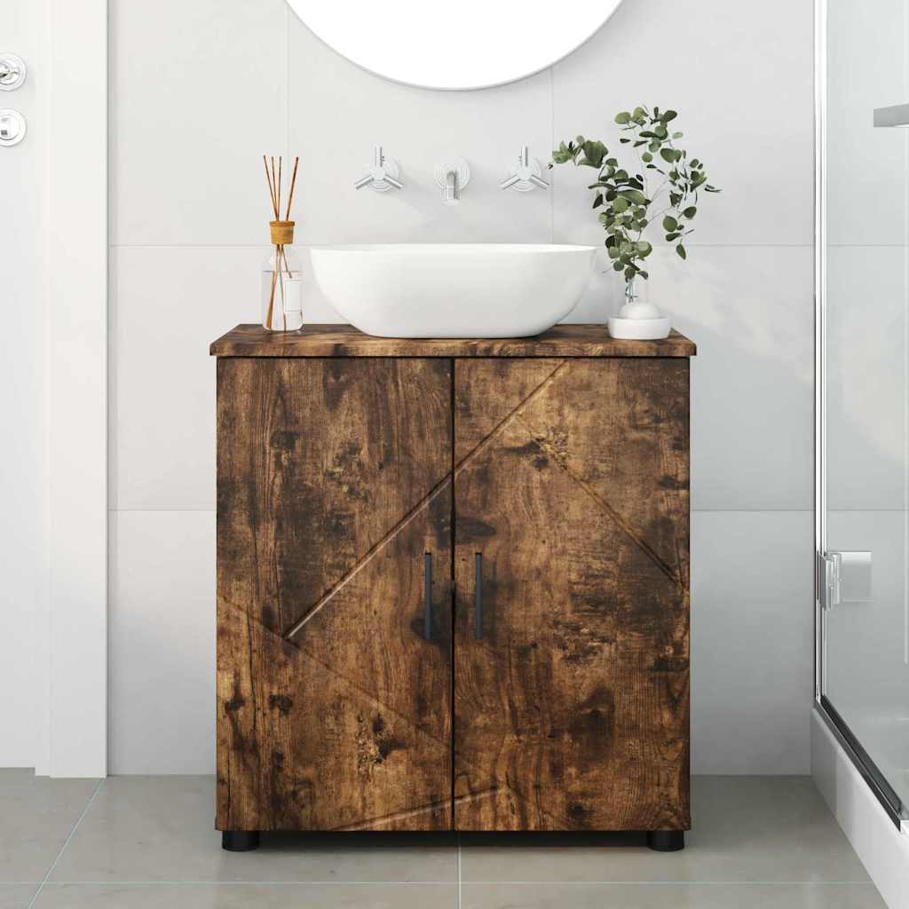 Baderomsskap Røkt eik 61 x 35 x 64 cm Konstruert tre & Metall
