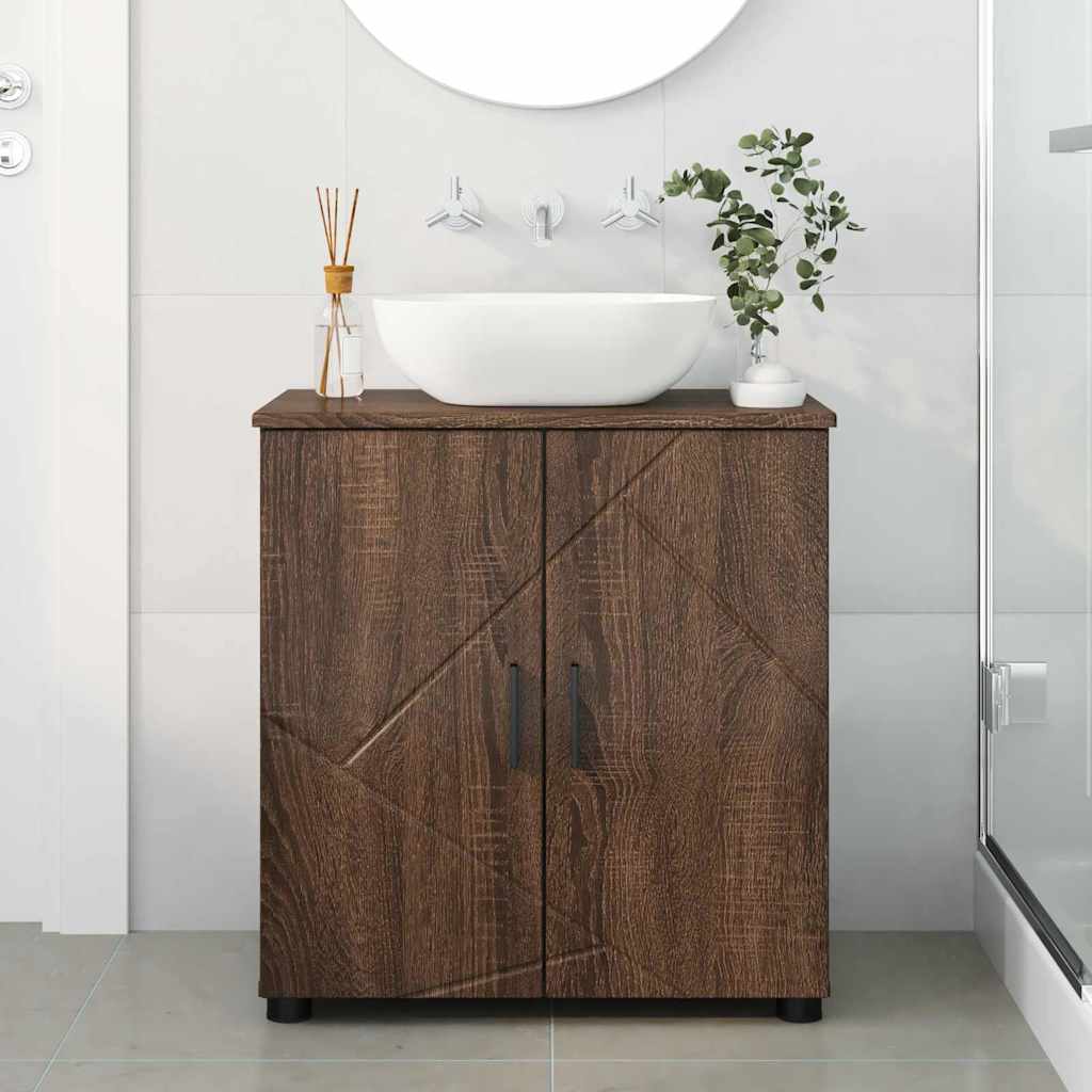 Baderomsskap Brun Eik 61 x 35 x 64 cm Konstruert tre & Metall