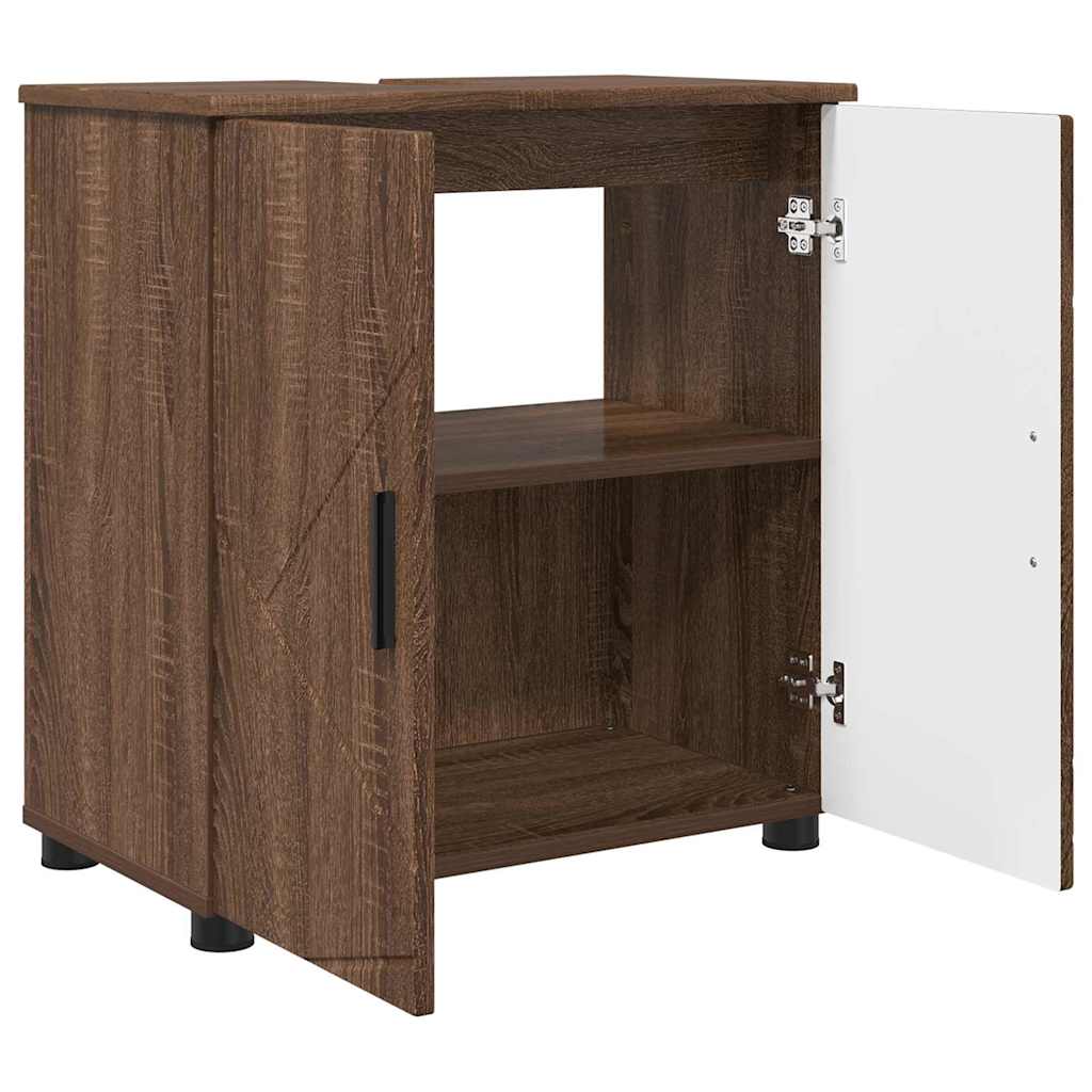 Baderomsskap Brun Eik 61 x 35 x 64 cm Konstruert tre & Metall