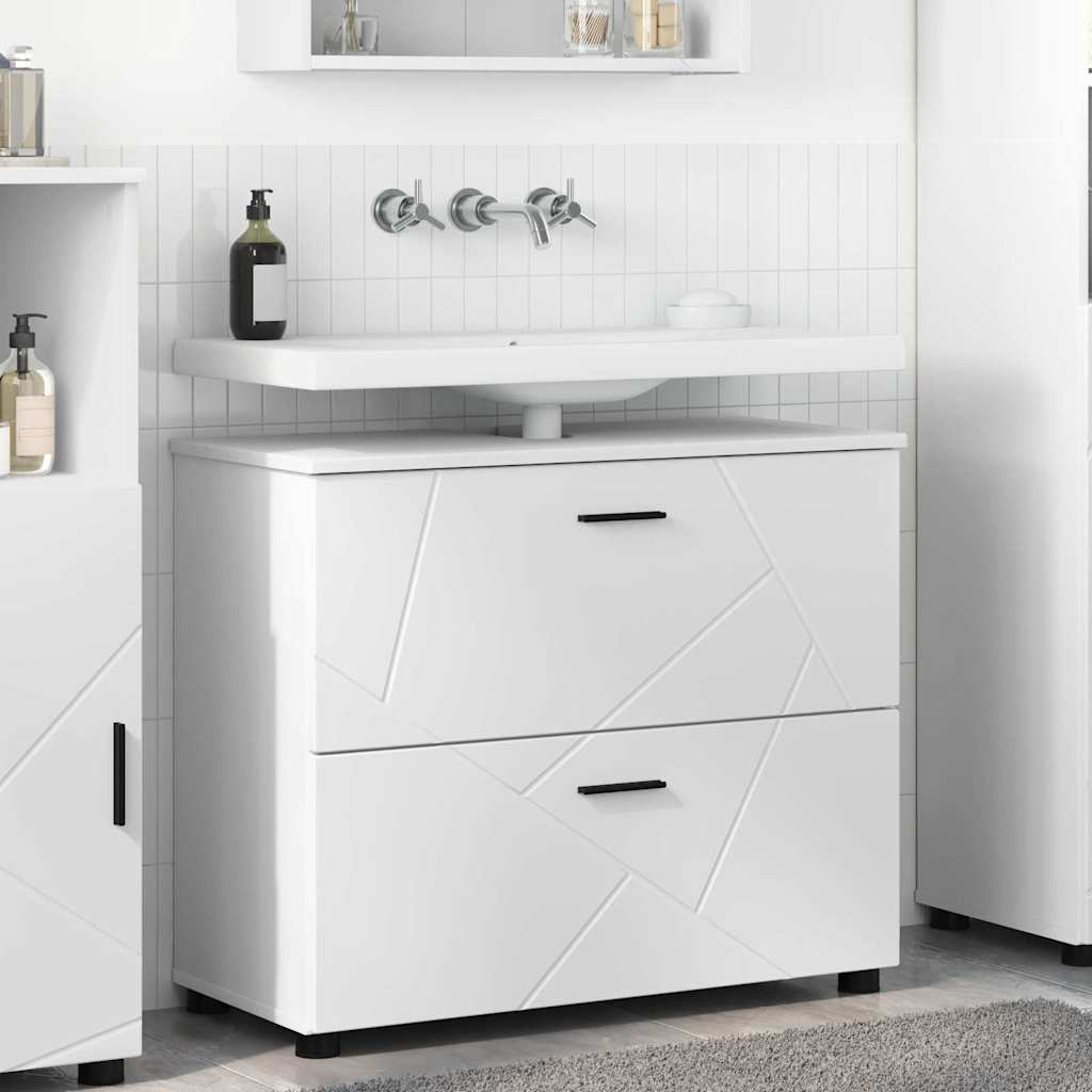 Baderomsskap Hvit 76,5 x 35 x 64 cm Konstruert tre & Metall